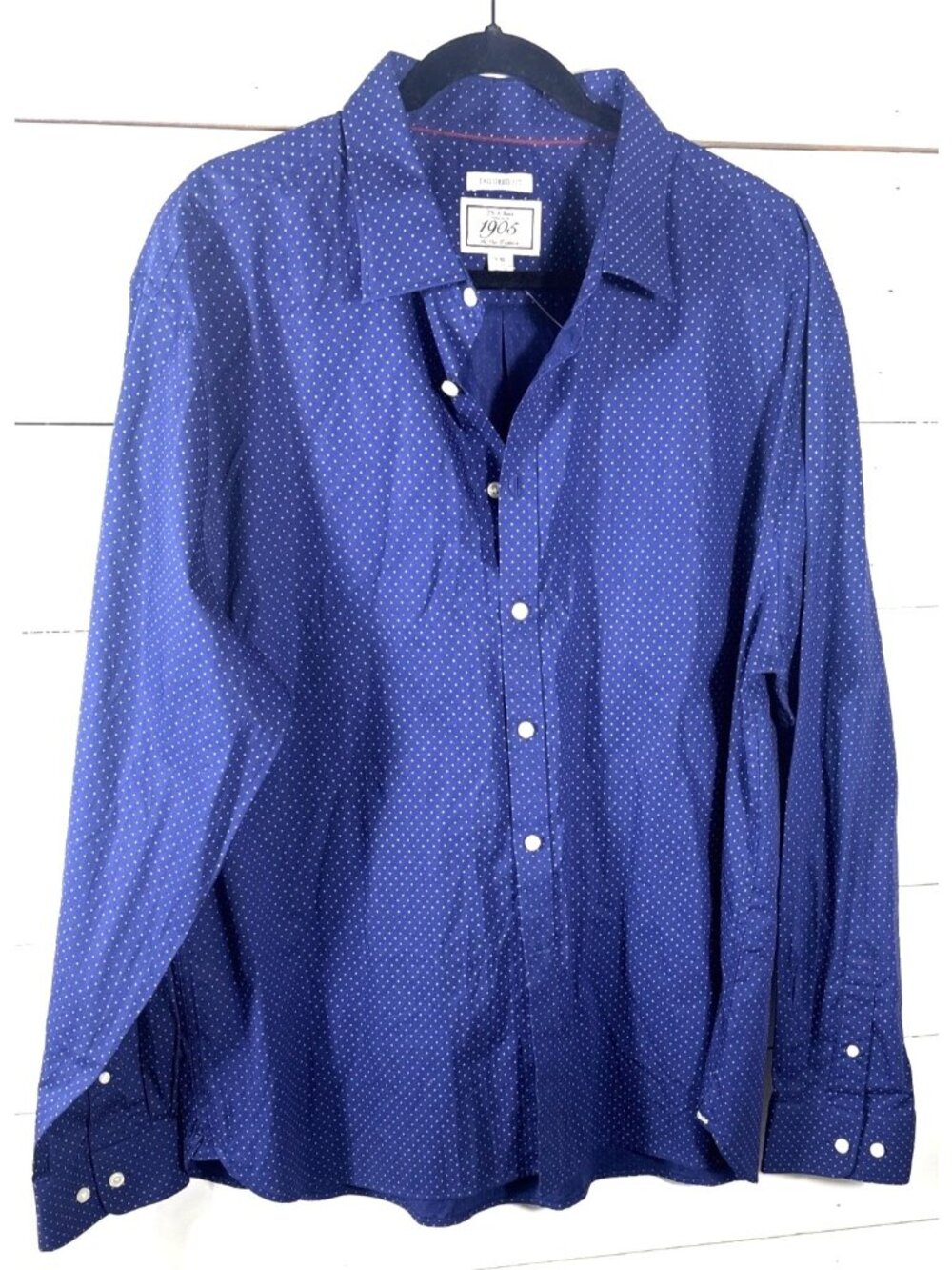 NWT Jos. A. Bank 1905 Tailored Fit XXL Blue Polka Dot Button-Up Shirt 100% Cotto